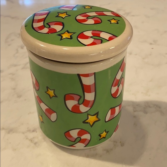 Other - Candy Cane Green Star Holiday Canister